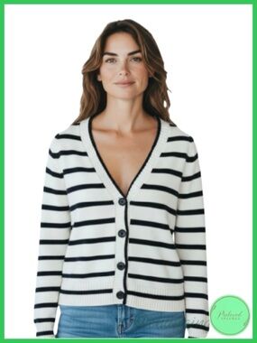 NWOT Talbots Striped Button-Up Sweater Cardigan